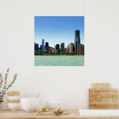 Poster View of Chicago skyline by Lake Michigan (Cuisine)