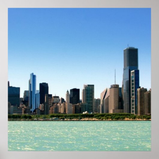 Poster View of Chicago skyline by Lake Michigan (Devant)