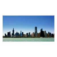 View of Chicago skyline by Lake Michigan