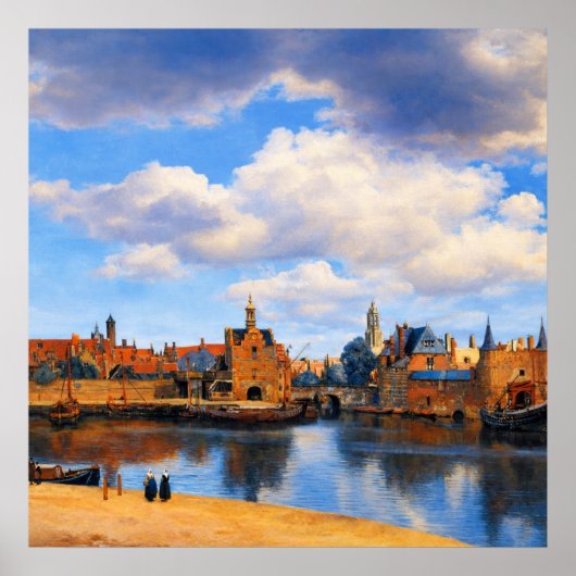 Poster View of Delft by Johannes Vermeer (Devant)