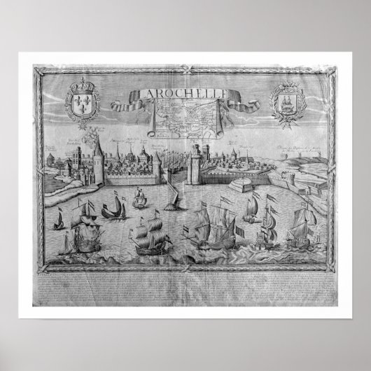 Poster View of La Rochelle, signed by Jollain (graving) (Devant)