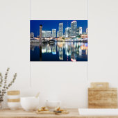 Poster View of skyline with reflection in water, Miami (Cuisine)