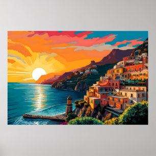 Poster View of the Amalfi coast Italy