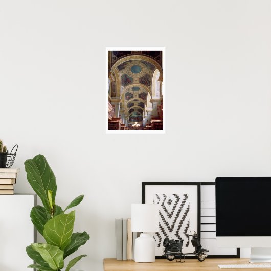 Poster View of the coffered Library ceiling with gilded s (Bureau à domicile)