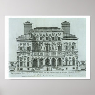 Poster View of the facade of Villa Borghese, Rome (engrav