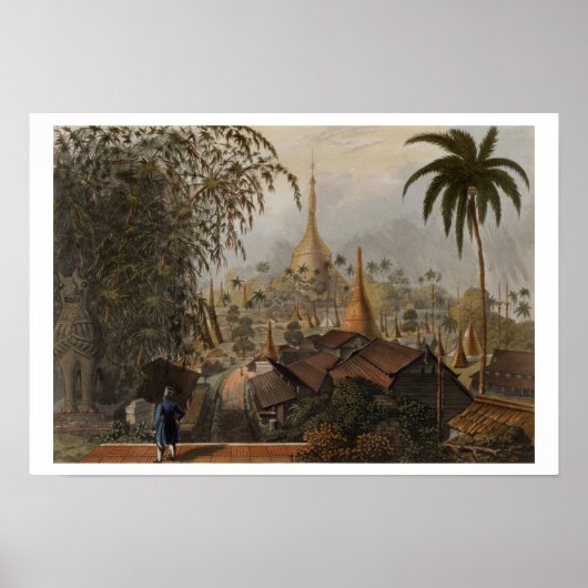 Poster View of the Great Dadagon Pagoda and Ent Scener (Devant)