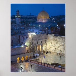 Poster View of Western Wall Plaza, late evening