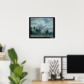 Poster view over a wide landscape, with trees in the fore (Bureau à domicile)