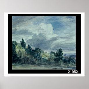 Poster view over a wide landscape, with trees in the fore