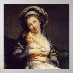 Poster Vigée Le Brun - Autoportrait au Turban et Enfant
