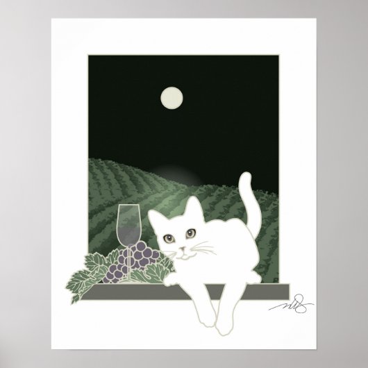 Poster Vigne, Clair de Lune et Conversation Blanc (Devant)