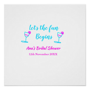 Poster Vigne en verre rose bleu enterrement de vie de jeu