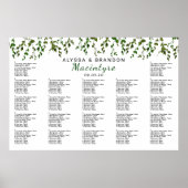 Poster Vignes vertes Mariage Réception Seating Chart (Devant)