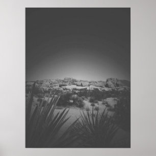 Poster Vignette Noir et Blanc Joshua Tree Desert Scene