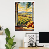 Poster Vignoble à travers la fenêtre Automne / Automne Po (Bureau à domicile)
