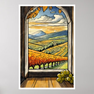 Poster Vignoble d'automne / automne vue à partir d'une af