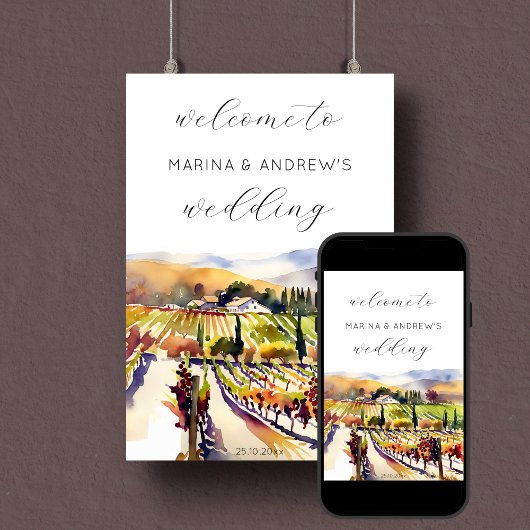 Poster Vignoble Napa Valley mariage signe de bienvenue