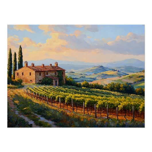 Poster Vignobles d'or en Toscane : Une campagne rustique (Devant)