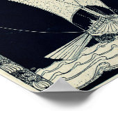 Poster Viking Longship naviguant la nuit (Coin)