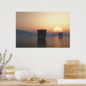 Poster Viking Longships au coucher du soleil (Cuisine)