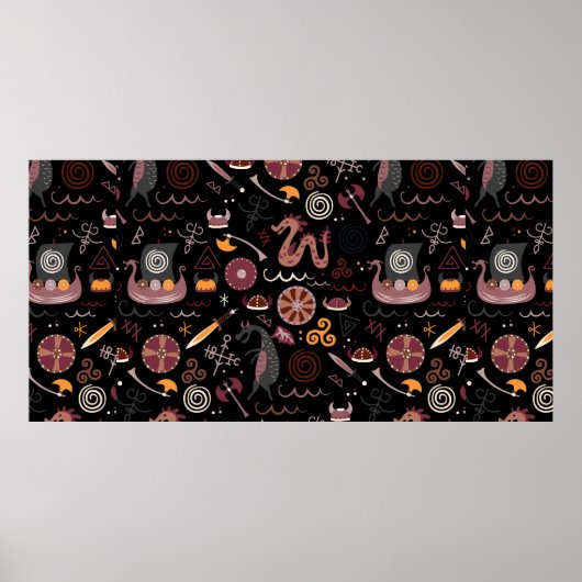 Poster Viking motif design graphique transparent (Devant)