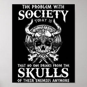 Poster Viking Nordic Valhalla Odin Funny Problème de soci