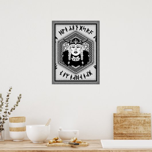 Poster Viking Shield Maiden Celtic Warrior (Cuisine)