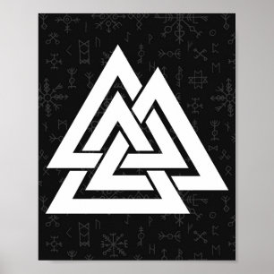 Poster Viking symbole de Valknut with Celtic Runes - Valk
