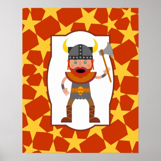 Poster Viking Warrior Boy Birthday Party (Devant)