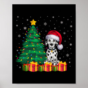 Poster Vilain Dalmatien Santa Hat Noël Lumières Chien Aim