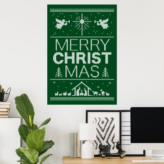 Poster Vilain Joyeux Chandail Vert Noël Fun Religieux (Bureau à domicile)