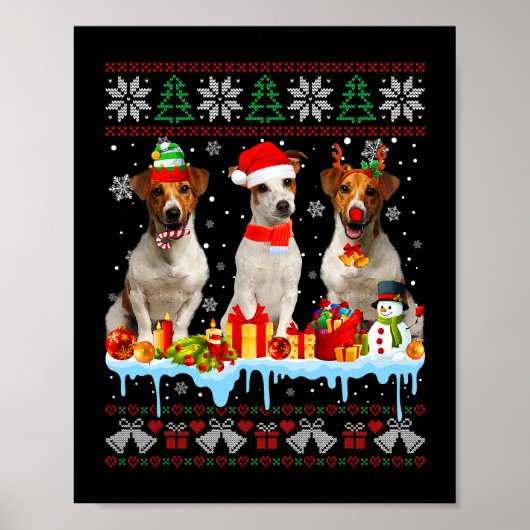 Poster Vilain Noël Jack Russell Terrier Chien Père Noël N (Devant)