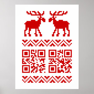 Poster Vilain Sweater QR Code Bonne année!