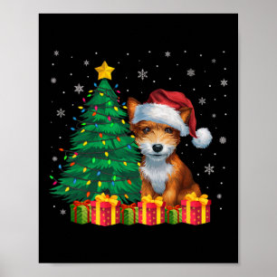 Poster Vilain Toy Fox Terrier Santa Hat Les lumières de N