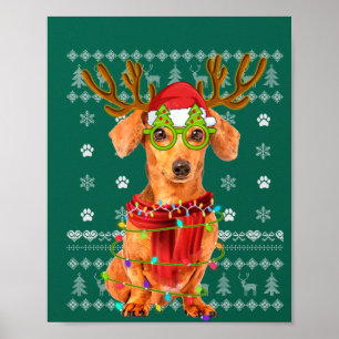 Poster Vilaine lumière de Noël Dachshund Chien Chien Chie