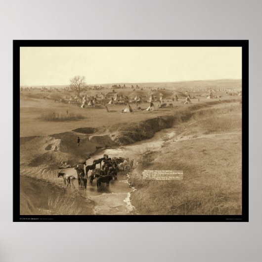 Poster Villa de Brule Indian Lakota Tipi Camp SD 1891 (Devant)