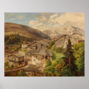 Poster Village alpin de Konrad Petrides