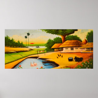 Poster Village bangladais traditionnel