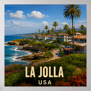 Poster Village côtier de La Jolla Californie Voyage