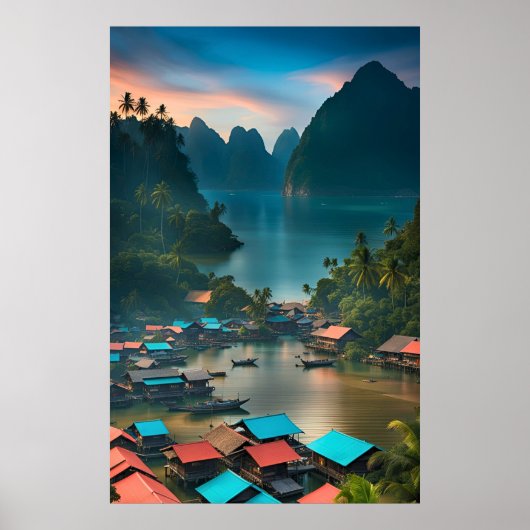 Poster Village de pêcheurs indonésien (Devant)