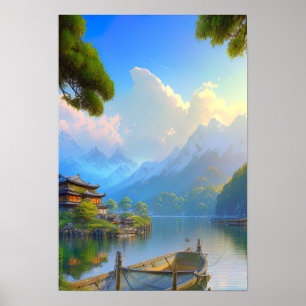 Poster Village de pêcheurs japonais