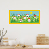 Poster Village de printemps, toit rouge maisons personnal (Cuisine)