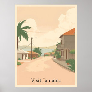 Poster Village de Somerset, Jamaïque – Illustration vinta
