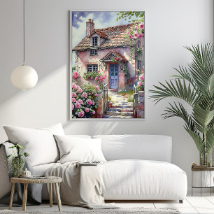 Poster Village d'été rêvé avec Roses