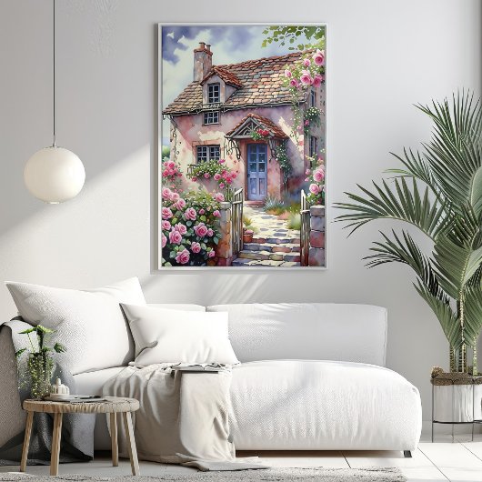 Poster Village d'été rêvé avec Roses