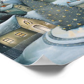 Poster Village d'hiver enchanté de nuit IA Art (Coin)