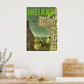 Poster Village d'Irlande, croix celtique, voyage vintage (Cuisine)