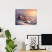 Poster Village Enchantant couvert de neige (Bureau à domicile)