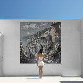 Poster Village Français Paysage d'été au bord de la mer P