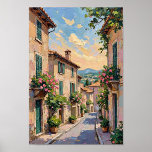 Poster Village français vintage Art de voyage